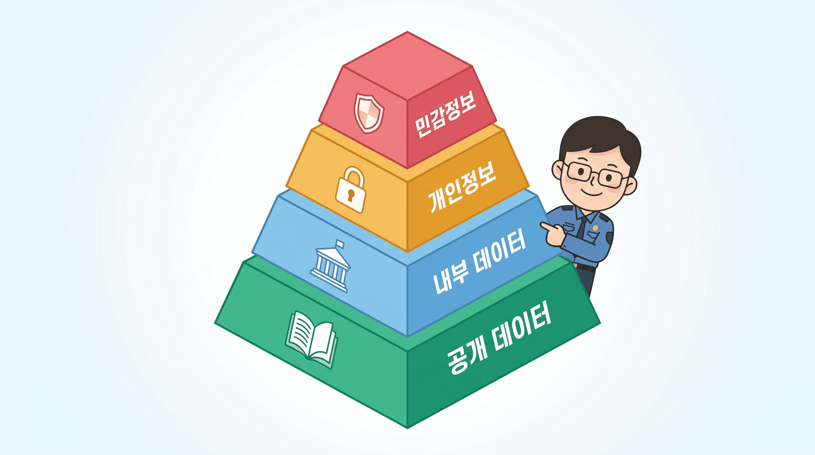 데이터 4단계 등급: 공개 · 내부 · 개인정보 · 민감